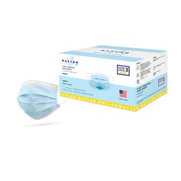 ASTM Level 3, Premium disposable face mask, made in the USA, Bay Blue
