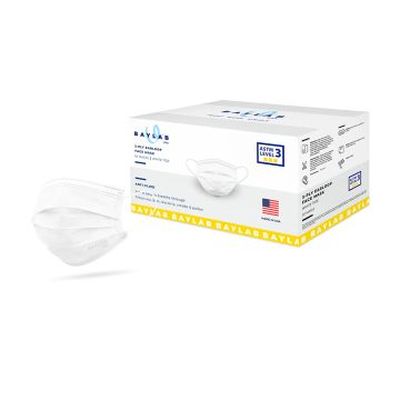 ASTM Level 3, Premium disposable face mask, made in the USA, White Tide -- Short