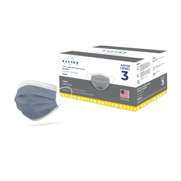 ASTM Level 3, Premium disposable face mask, made in the USA, Silver Surf -- Short
