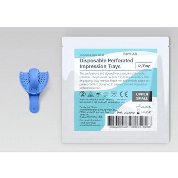 Disposable Perforated Impression Tray Blue Upper Small